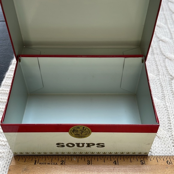 Vtg 1970s Campbell's Soup Metal Tin Storage Box empty holds standard index cards - Picture 8 of 10